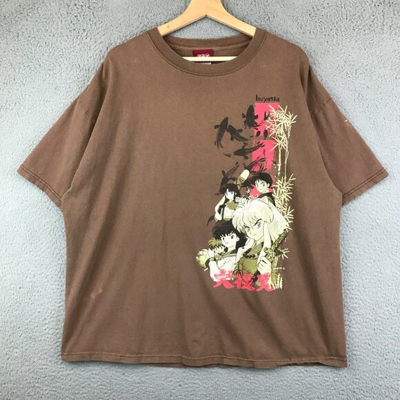 Vintage Inuyasha Shirt Men XL Brown Tee Ñ Anime 2000 Y2K Adult T shirt - Picture 1 of 13